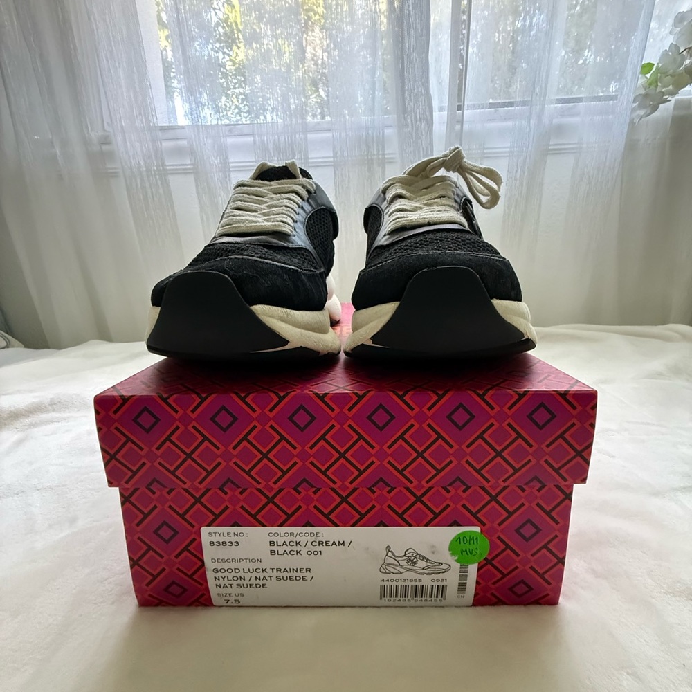 Tory Burch Black and Cream Platform Sneakers - Picture 8 of 12